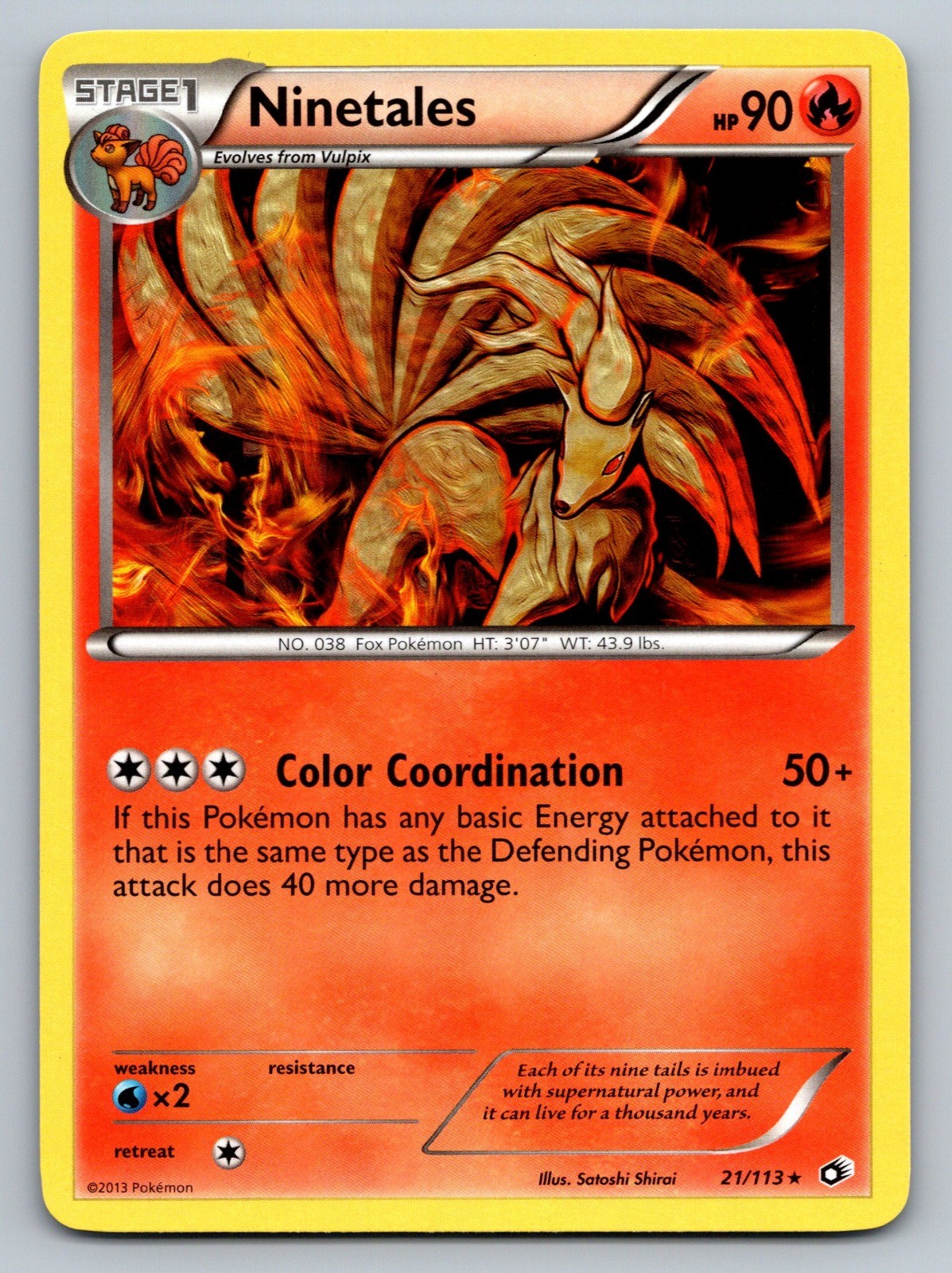 Ninetales Rare Legendary Treasures Fire 21/113