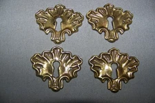 Four, Reproduction, Cast Brass, Keyhole Covers, With Nice Design - SEE INFO