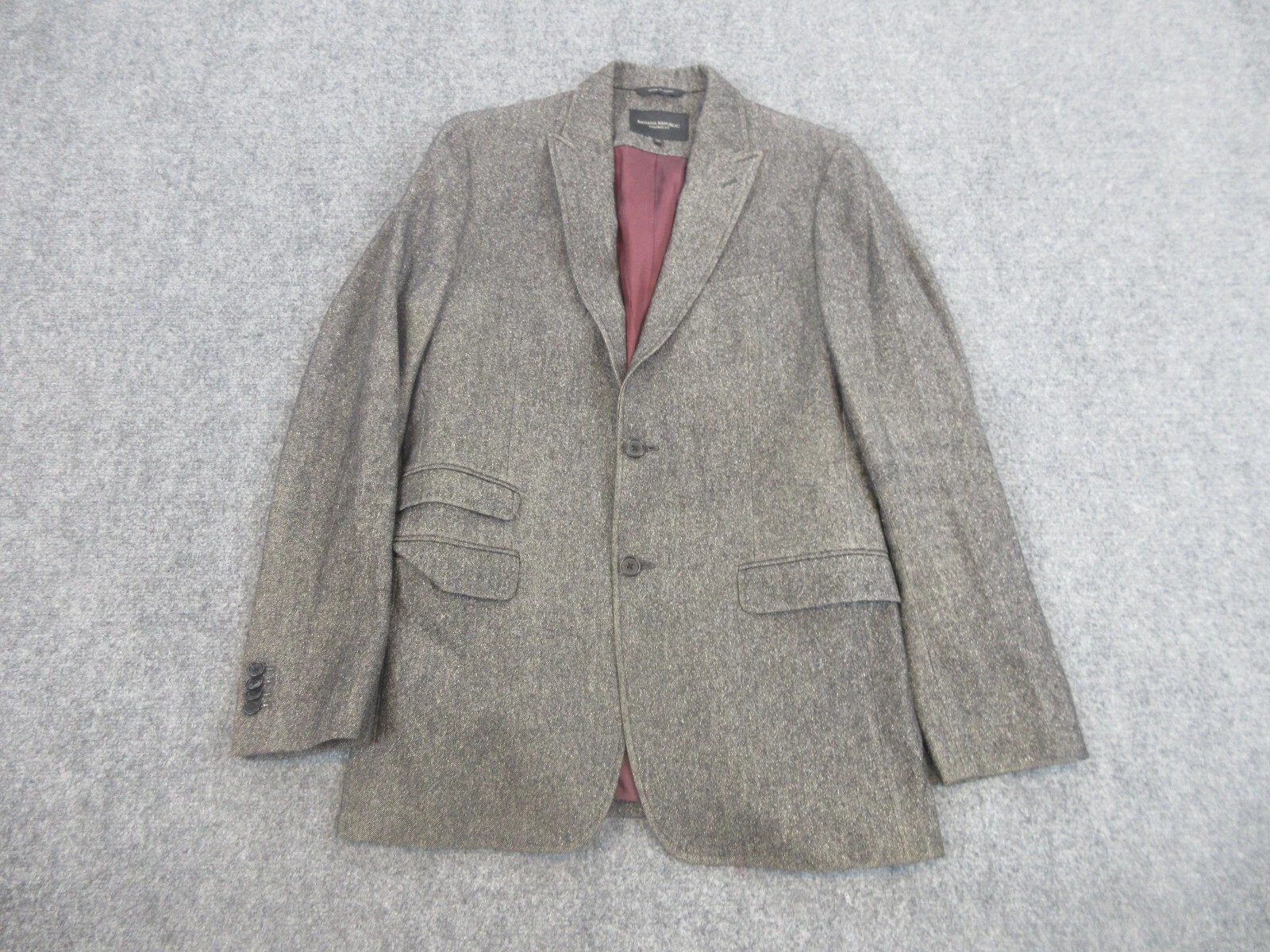 Banana Republic Jacket Mens 40 Gray Buttons Blazer Dress Coat Preppy Casual