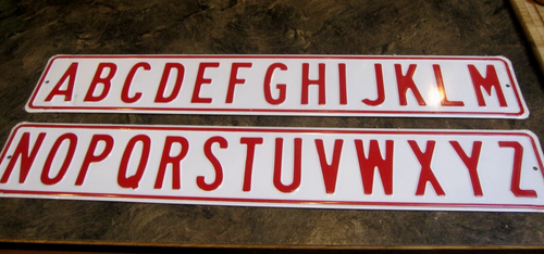2 signs ABC Alphabet Letters baked enamel on embossed heavy steel school teacher - Picture 7 of 13