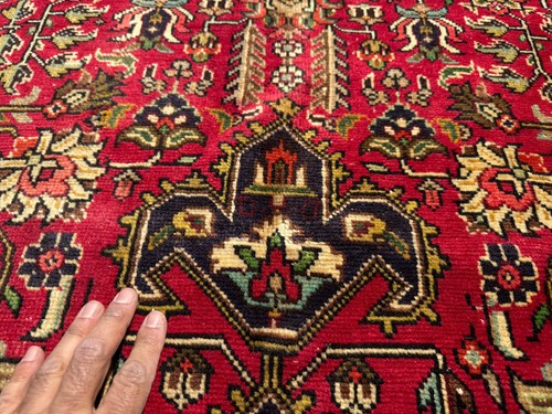 7x10 ANTIQUE ORIENTAL RUG HAND-KNOTTED VINTAGE RED BLUE HANDMADE geometric heriz - Picture 10 of 24