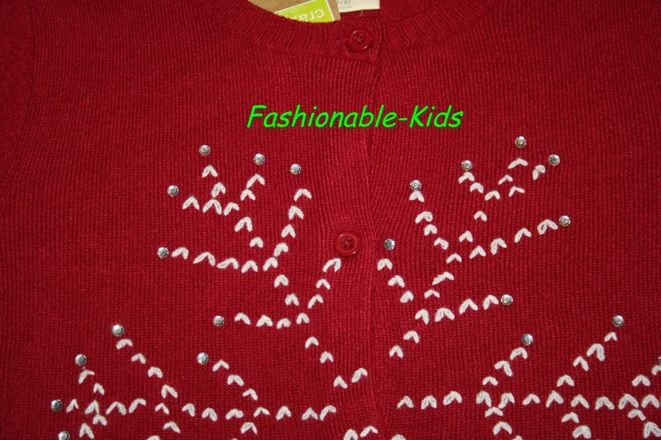 SUÉTER 7 8 NUEVO CON ETIQUETAS Crazy 8 HOLIDAY Copo de Nieve Rojo Niñas Foto 2 de 2