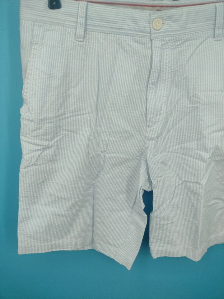 Pantalones Cortos Izod Para Hombres 36 Azul Seersucker Elegante Ligero Rayas Chino Caqui Golf Foto 3 de 4
