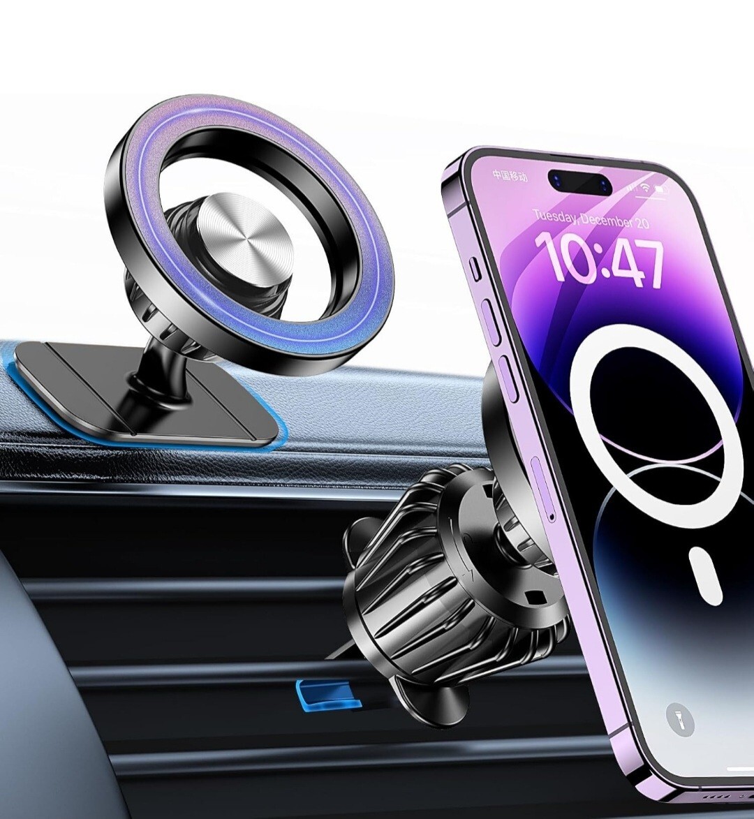 MagSafe Car Mount with 20 Strong Magnets - Secure Magnetic Phone Holder for Cars
