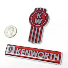 Kenworth KW emblema camión metal semi cromo conjunto rojo
