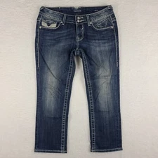 Vigoss Jeans Womens 28x21 Blue The New York Capri Dark Wash Denim *