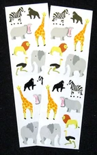 Mrs Grossman Two Sheets 2x6" Vintage 'Wild Animals' Stickers (c-1995)