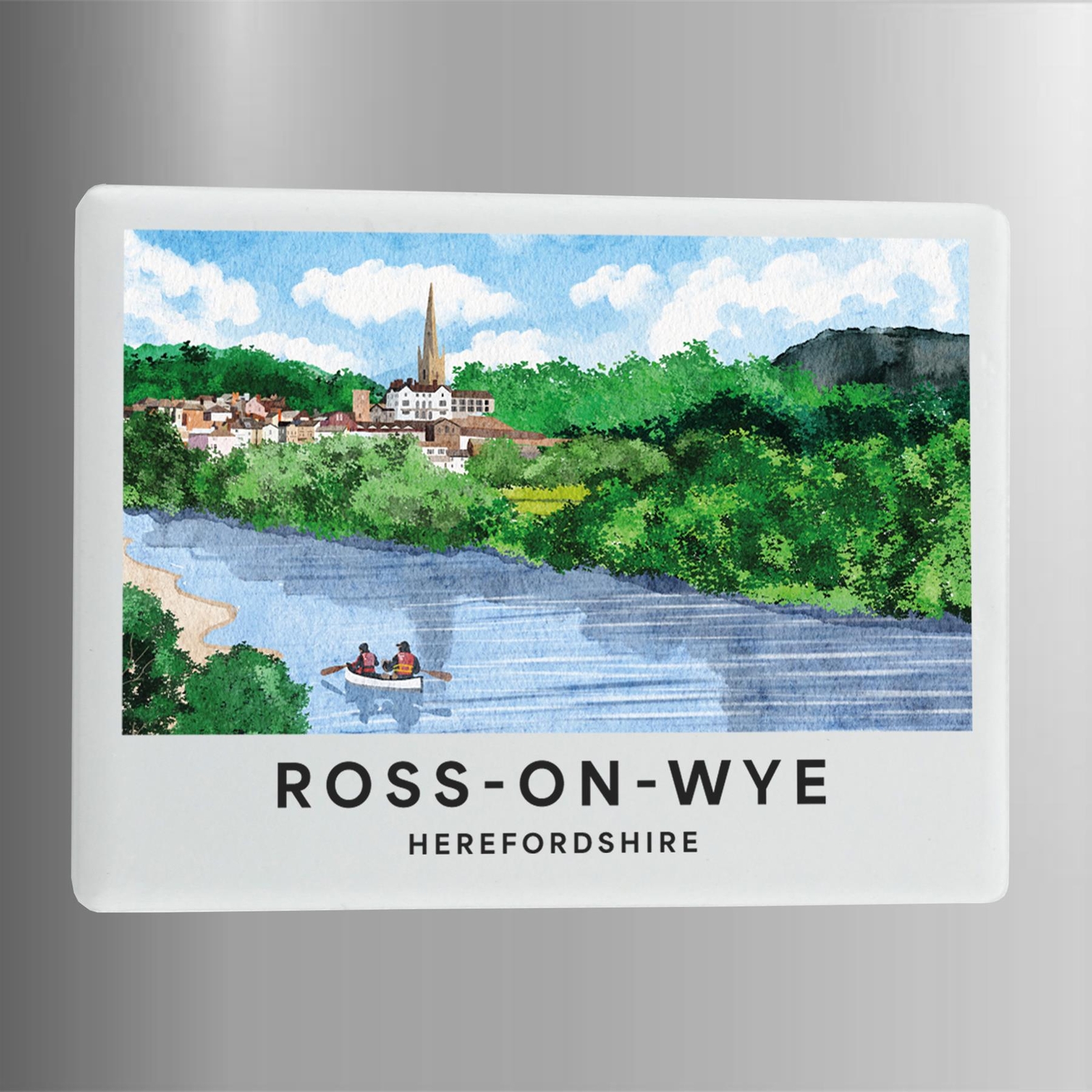 Ross On Wye Illustration Printed On Ceramic Rectangle Magnet