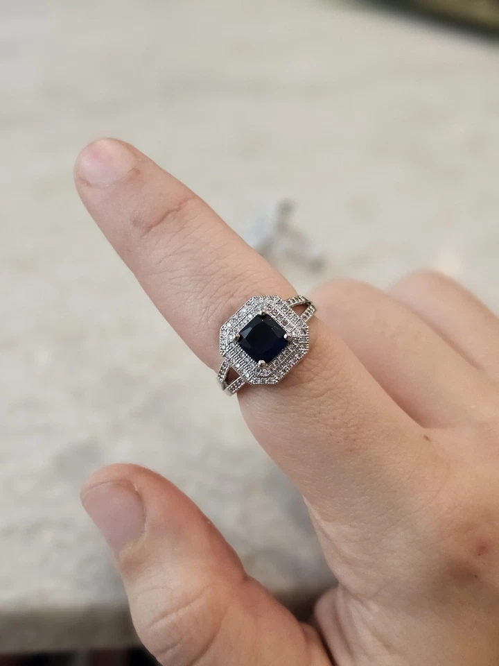 LOTE DE 3 Anillos Talla 8 Y 8.5, Perla, Zafiro Y Blanco ALTO BRILLO Y CALIDAD Foto 4 de 4