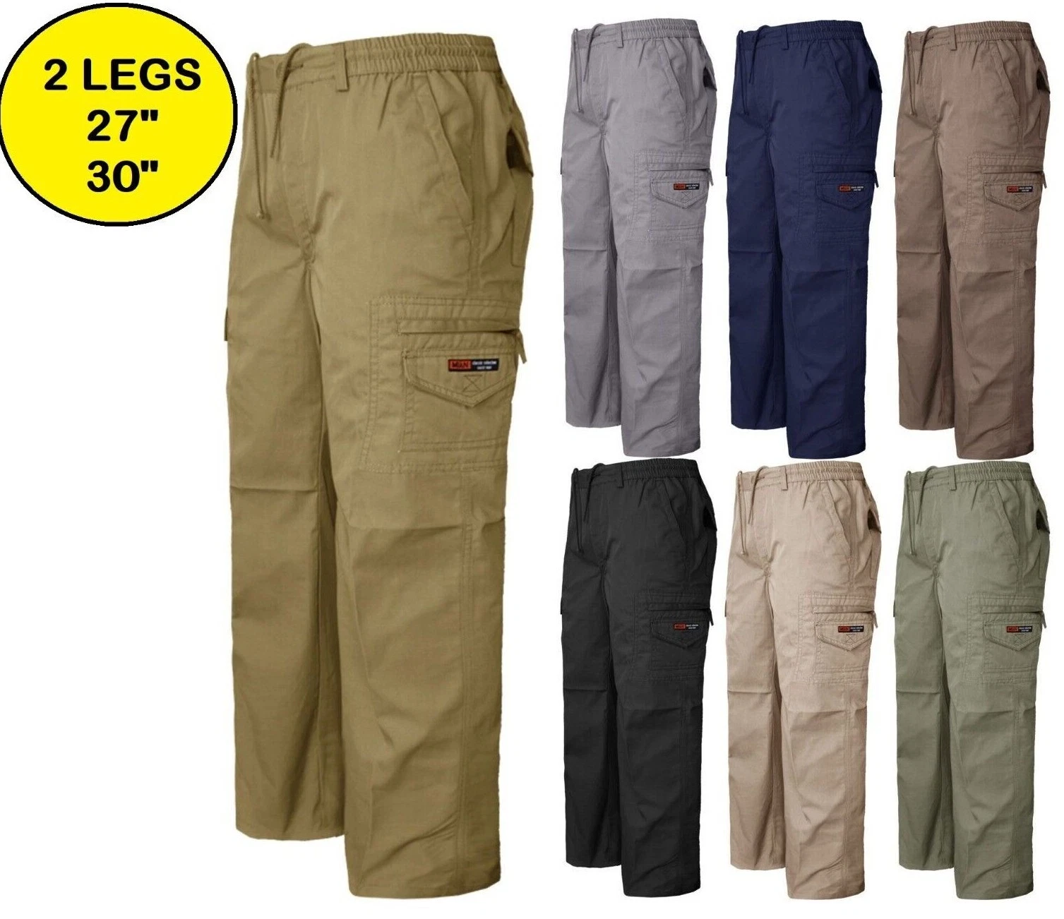 Mens Cargo Combat Elasticated Waist Trousers Work Zip Pocket Bottoms Rugby Pants
Opens in a new wind
