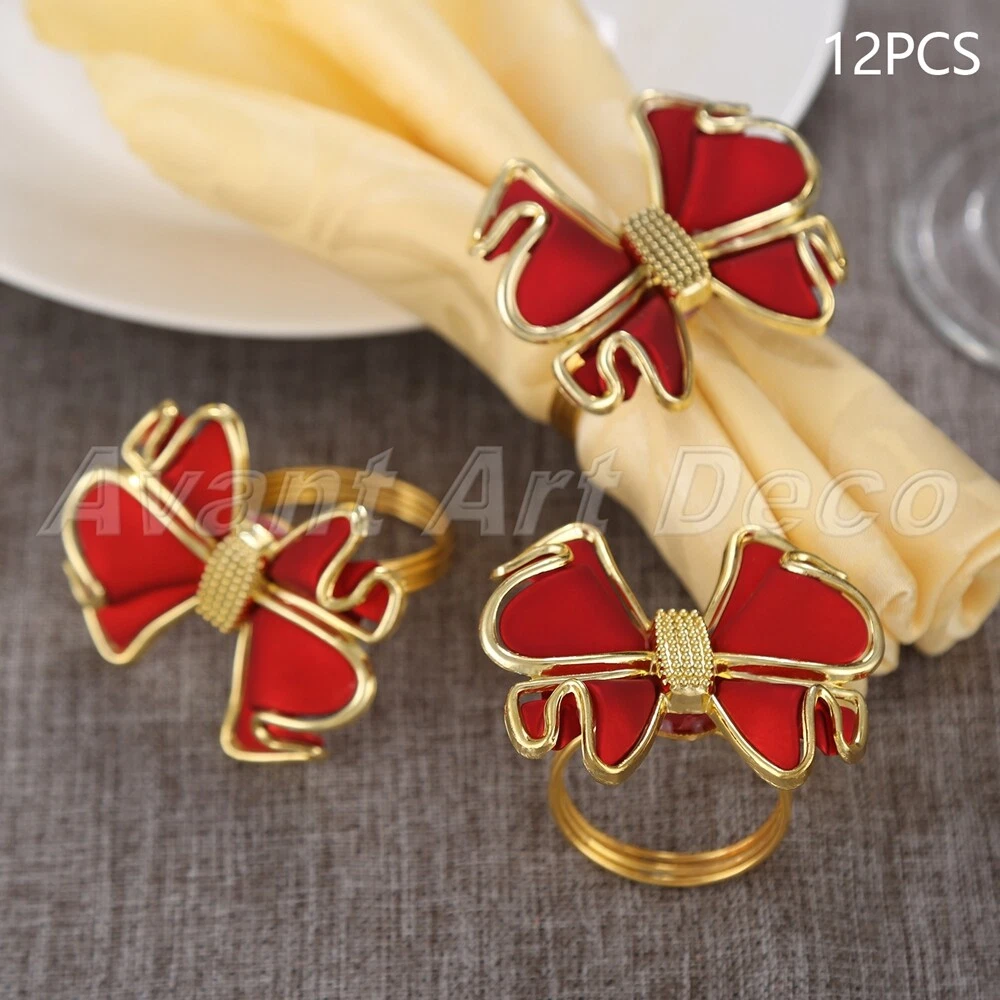 Christmas Acrylic Bow Napkin Rings Serviette Holder Wedding Dinner Table Decor