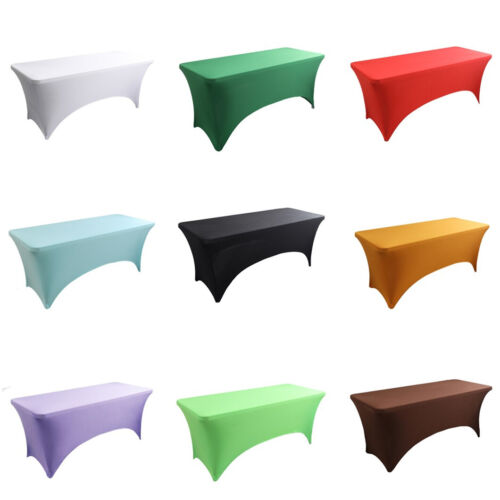 Stretch Spandex Rectangular Fitted Table cloth Cover Wedding Party Decoration - Photo 1/103