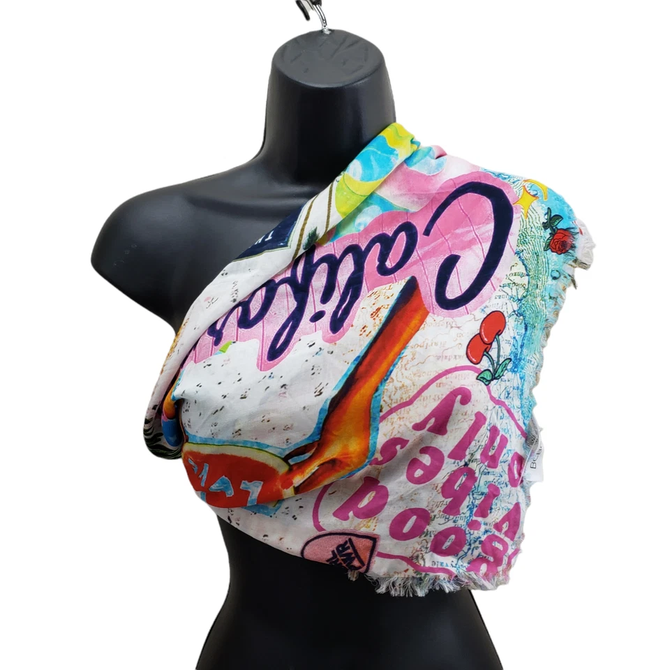 BCBG Bufanda Multicolor Flecos California Playa Suave Rayón 25/25" Corbata Cuadrada para el Pelo Foto 2 de 4