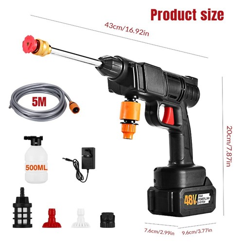 Portable Electric Cordless High Pressure Water Spray Gun Car Washer W/2 Battery - Picture 7 of 13