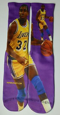 Custom Magic Johnson dry Fit socks gamma laney lakers los angeles nba