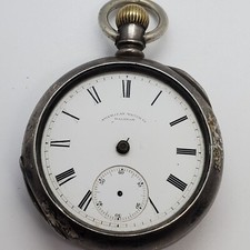 AWWC/ WALTHAM COIN SILVER POCKET WATCH 18 SIZE 15 J,P.S.BARTLETT GRADE, 1883 MOD
