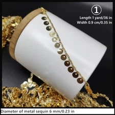 Metal Sequin Chain Trim Sewing Tassels Fringe Beaded Ribbon Craft DIY Accessory