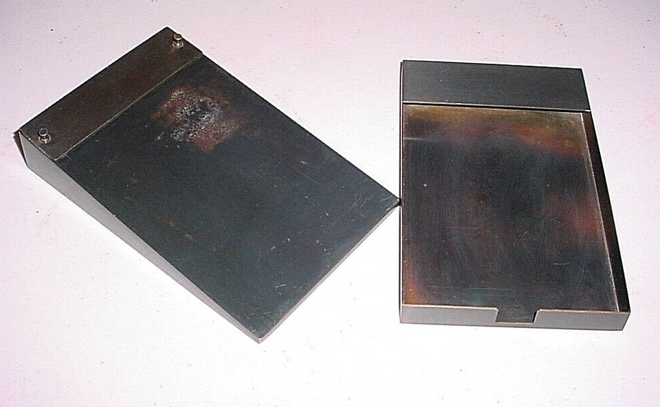 A Smith Metal Arts bronze memo tray set is the real-deal MCM office elegance that interior designers pay a premium to style shelves with.