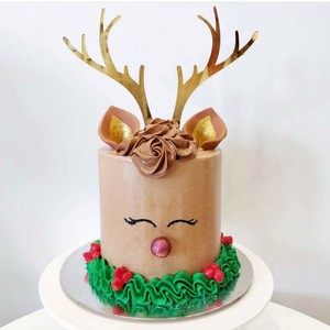 2pcs Merry Christmas Acrylic Cake Topper Elk Antlers Acrylic Cake