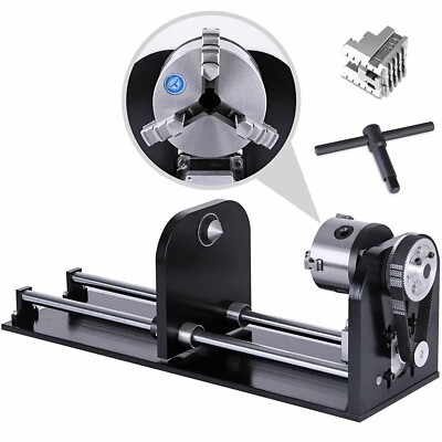 Rotary Axis With 3-Jaw Chuck CO2 Laser Engraver Precision Chuck Stability US