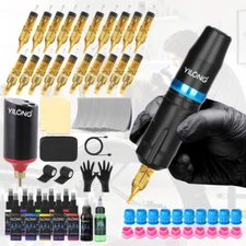 Wireless Tattoo Machine Pen Complete Kit 1200mAh Power 20PCS Mix Needles YILONG