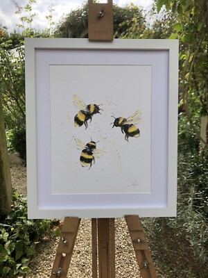 Trio Hummel A4 Druck signiert vom Künstler Original Aquarell Gemälde