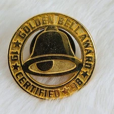 Vtg 1998 Golden Taco Bell Employee Service Award Crew Certified Lapel Hat Pin