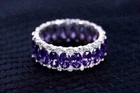 3Ct Oval Cut Lab-Created Amethyst Full Eternity  Ring 14K White Gold Plated