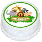 Jungle Safari Round Edible Icing Cake Topper - PRE-CUT