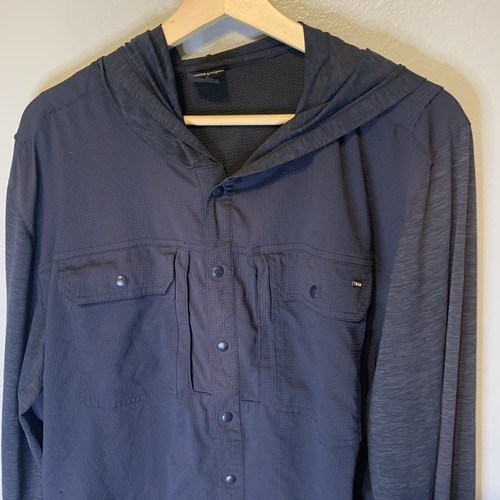 Anetik Ultraguide Shirt Men XL Blue Snap Hood Shirt LS Fishing Vent VINT UV - Picture 2 of 14