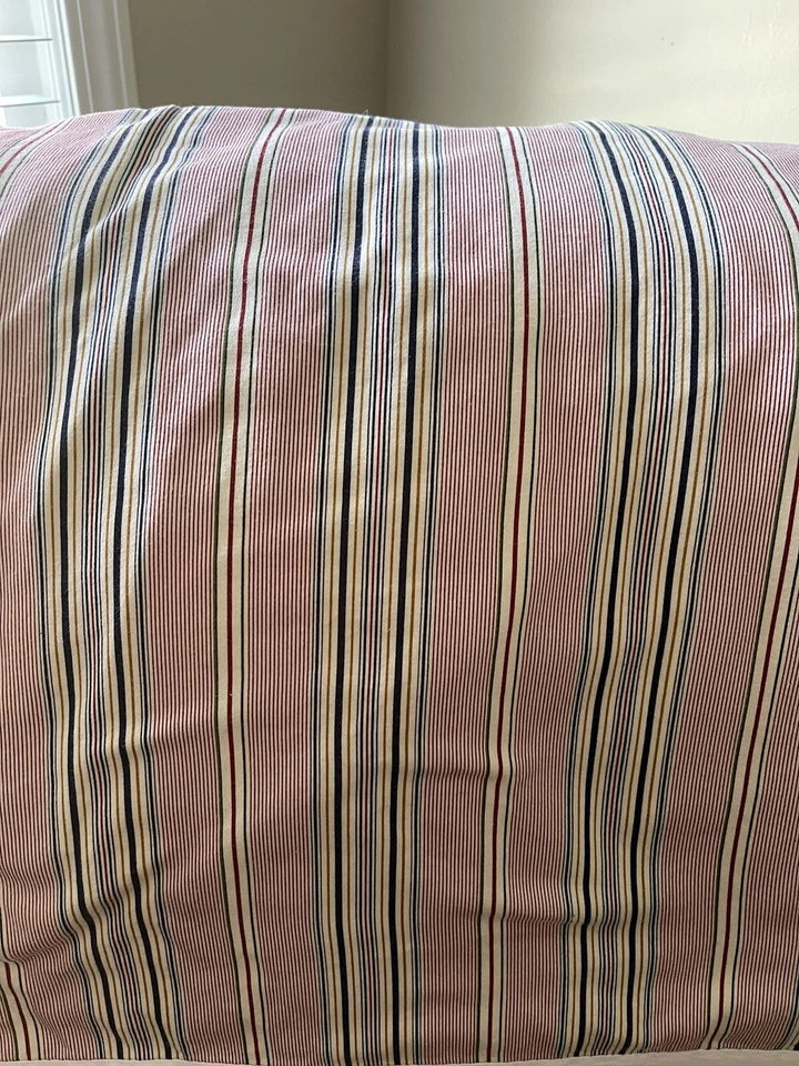 Sábana plana CHAPS Home a rayas rojo azul crema tamaño completo algodón clásica usada en excelente estado Foto 2 de 4