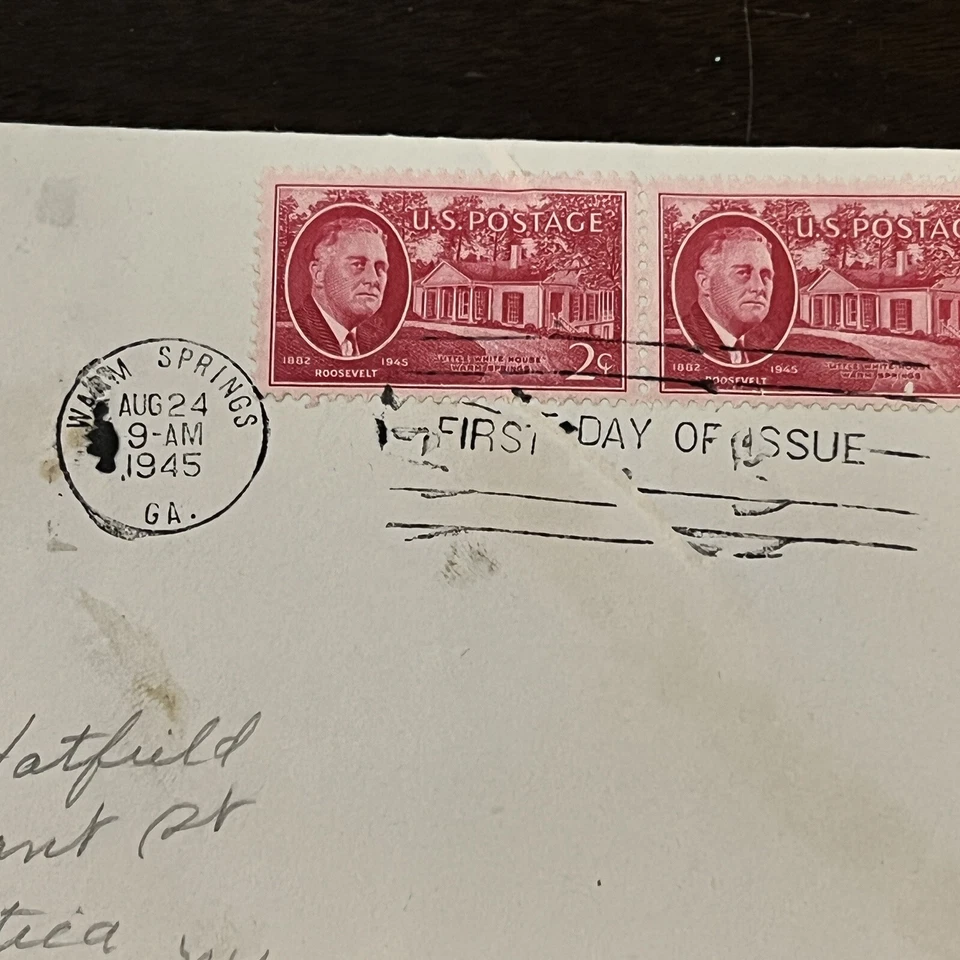 ERROR 1945 WARM SPRINGS GA FIRST DAY COVER WITH DEFECTIVE MACHINE CANCEL - Image 2 of 3