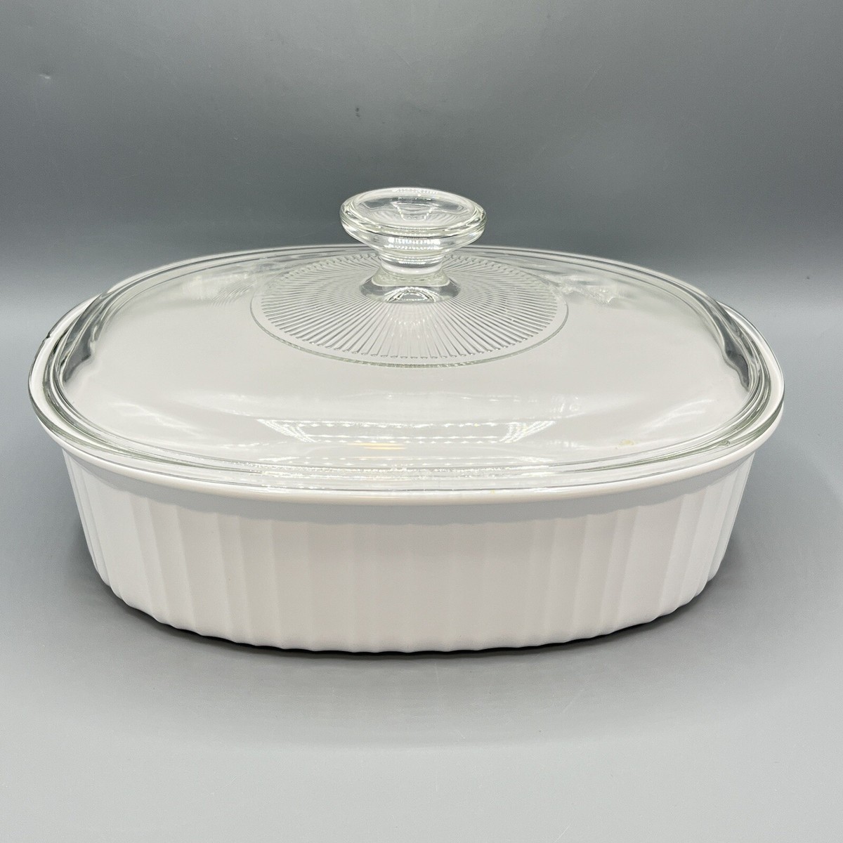 Corning Ware F-12-B Liter Oval Casserole Dish French White Pyrex Lid
