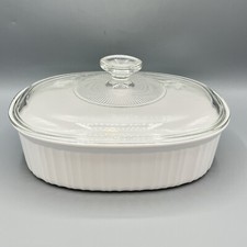 Corning Ware F-12-B 1.8 Liter Oval Casserole Dish French White & Pyrex Lid