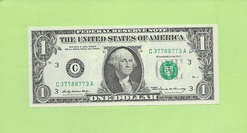 1969 ..UNCIRC $1 C 3778 8773 A .... RADAR READS SAME FORWARD/BACK