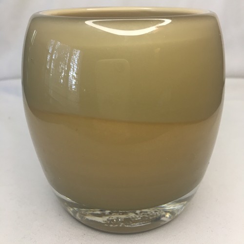Glass.ful Votive Candle Holder Taupe Gold Solar Planet Glassy Style HTF Rare
