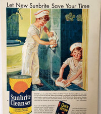 Sailor Kids Scrubbing Sunny Brite Sunbrite Cleanser Vtg 1932 Ad Magazine Print