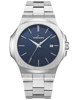 watch men TORNADO AURORA EON Analog Blue Silver 43mm Sapphire NEW