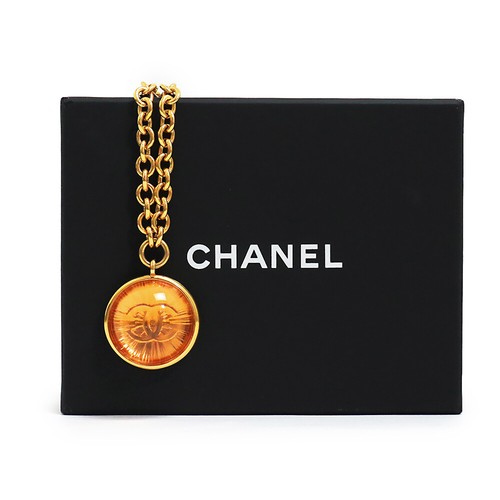 CHANEL CC Logo Clear Dome Reversible Long Pendant Necklace Resin, AB8794 - Picture 2 of 7