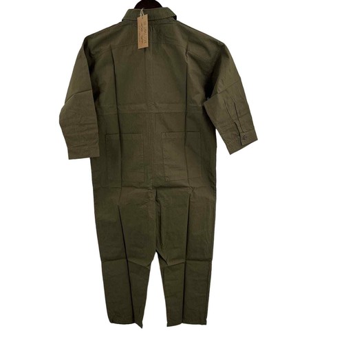 New The Simple Folk Boiler Suit Olive Green Kids 7/8 Cotton Coverall Jumpsuit - Picture 4 of 10
