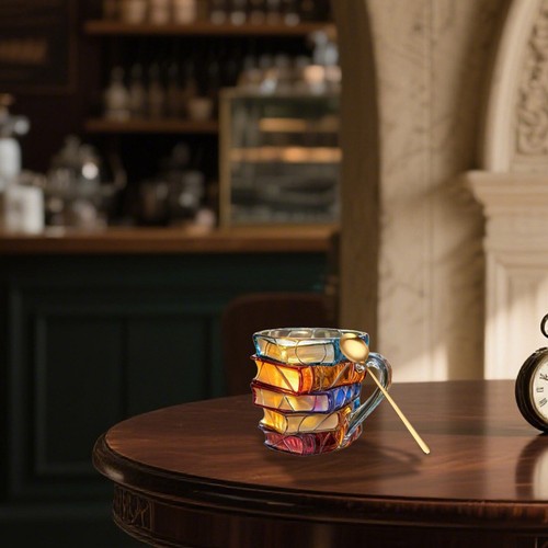 Tazza da caffè letteraria retrò dipinta a mano forma di libro per amante della lettura - Foto 5 di 8