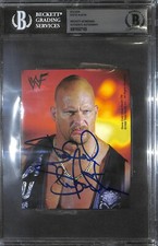 Stone Cold Steve Austin Signed 1999 Artbox WWF Super Size Stickers BAS COA WWE 3