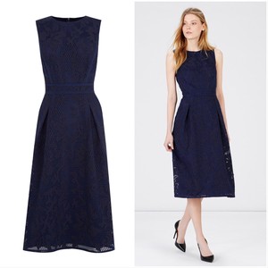 warehouse navy midi dress