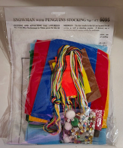 Design Works Felt Applique Stocking Kit 16" Penguin Party Snowman 5095 - Picture 3 of 4