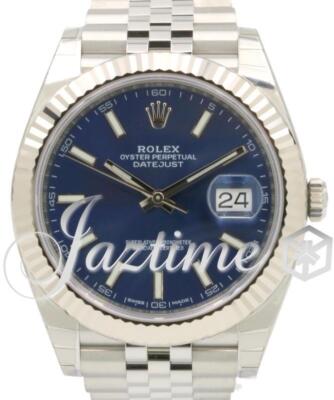 Rolex Datejust 41 Blue Index Fluted White Gold Steel Jubilee 126334 BOX PAPERS