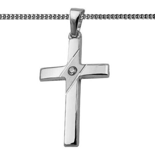 Weiß Gold 333 Kreuz AnhäNger Zirkonia Weiß Kommunion Konfirmation Firmung Taufe-image