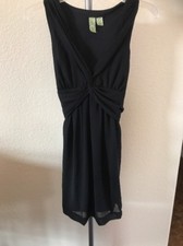 Johnny Martin Little Black Dress Ruffle Flow V-Neck Dress Size Xs 1