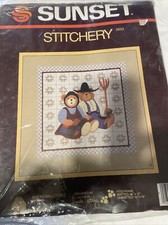 Sunset Stitchery Teddy Bears American Gothic Bear Wool  Fabric Kit 2623