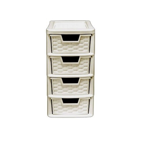 Mini 3 & 4 Plastic Rattan Drawer Storage Tower Unit Office Desk Tabletop Desktop - Picture 5 of 7