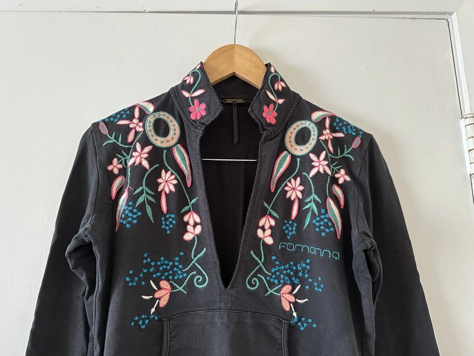 Vestido Fornarina Y2K Mujer Talla M Negro Algodón Bordado Volantes Foto 3 de 4